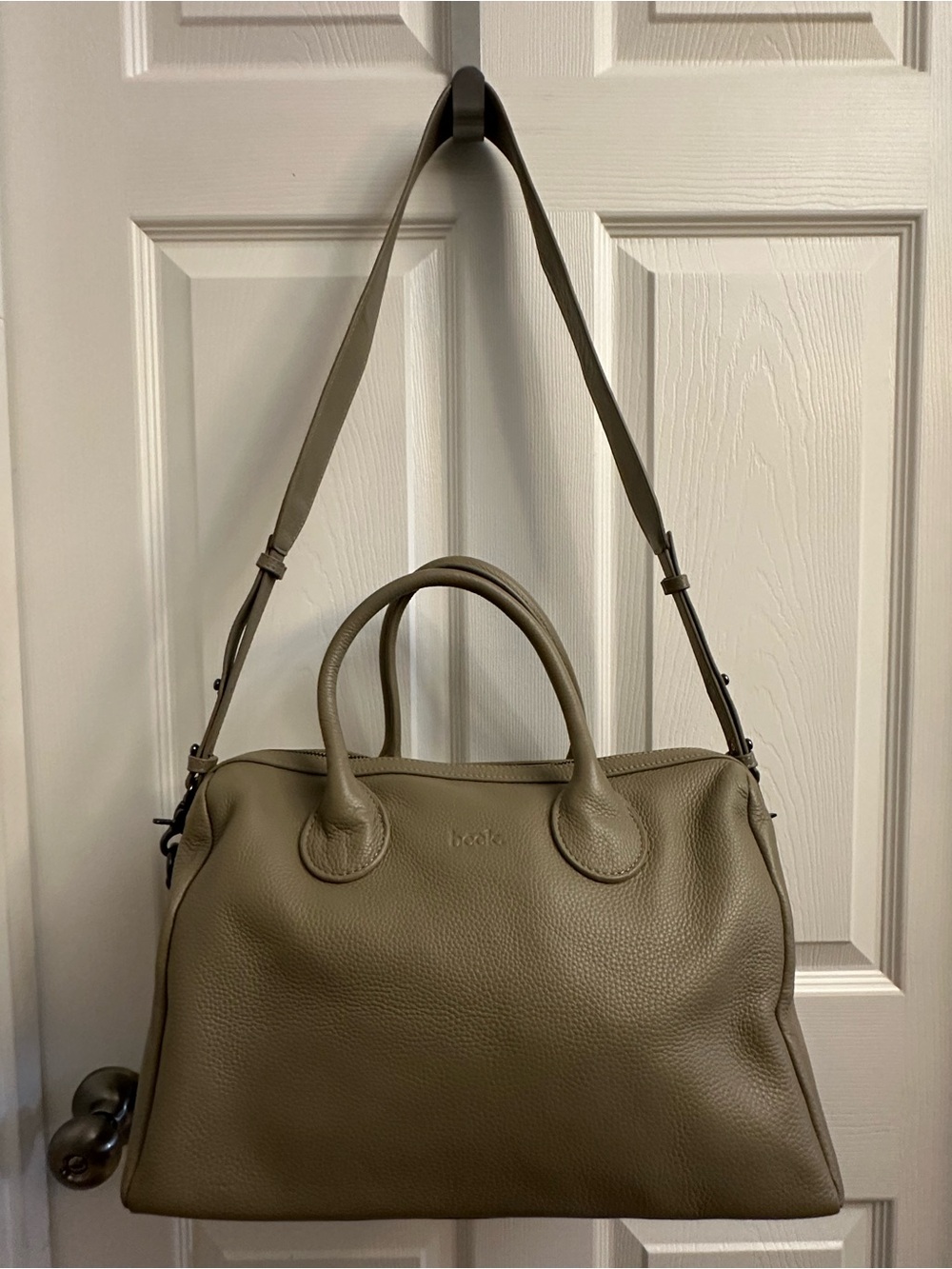 Beck Taupe Leather Montero Satchel - Picture 9 of 16